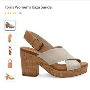 NEW - TOMS Ibiza Pearlized Metallic Woven Leather perfect summer sandal size 9